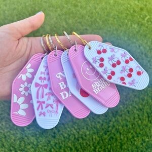 Handmade Pink Motel Keychain – Choose Your Style (Gingham, Smiley, Bows & More)